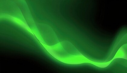 vivid green lightwave on black background with smooth abstract gradient for futuristic design, tech visuals, or energy concepts

