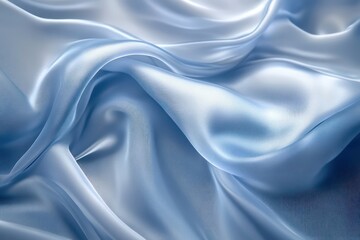 Fototapeta premium Waves of translucent fabric-like textures in cascading gradients of icy blues and silvers