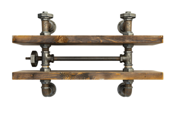 Industrial Pipe Shelf for Unique Home Decor Isolated on Transparent Background