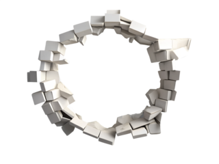 broken heart made of cubes isolated on white background. Transparent PNG