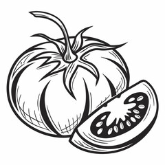 Tomato vector silhouette black design white background