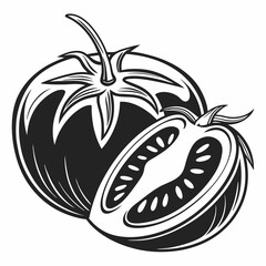 Tomato vector silhouette black design white background