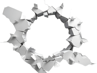 hole in the wall isolated on white background. Transparent PNG