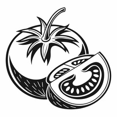 Tomato vector silhouette black design white background