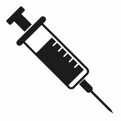 Medical syringe vector icon Black silhouette
