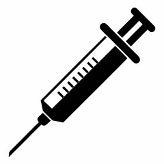 Fototapeta premium Medical syringe vector icon Black silhouette