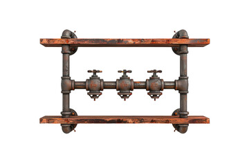 Elegant Pipe Shelf with a Vintage Touch Isolated on Transparent Background