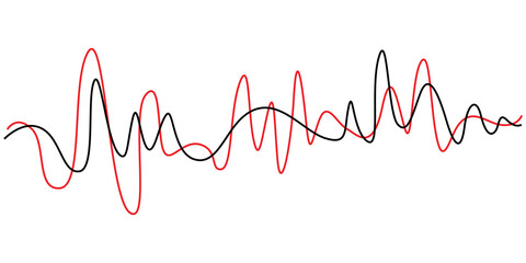 Sound wave continuous single line drawing. Vector illustration, One line drawing of sound wave. Continuous linear sketch . Vector illustration. isolated on white and black background, Line wave music.