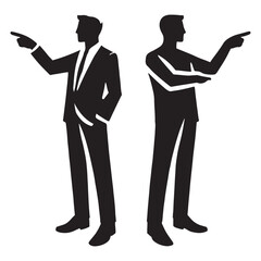 Dynamic set of pointing man silhouette digital art perfect for web and print - man pointing vector set - man pointing illustrations set
