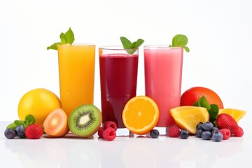 Fototapeta premium Mixed fruit juices grapefruit blueberry smoothie