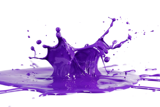 Colorful Purple Paint Splash Isolated on Transparent Background