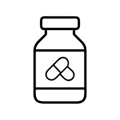 pill bottle icon, pill bottle line art - simple line art of pill bottle, perfect for pill bottle logos and icons
