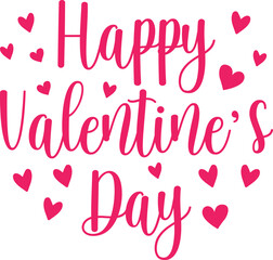 Obraz premium Happy Valentine’s Day typography text on plain white transparent isolated background for card, shirt, hoodie, sweatshirt, apparel, tag, mug, icon, poster or badge