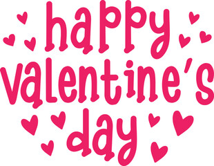 Happy Valentine’s Day typography text on plain white transparent isolated background for card, shirt, hoodie, sweatshirt, apparel, tag, mug, icon, poster or badge