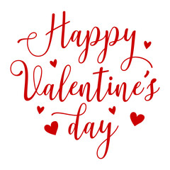 Happy Valentine’s Day typography text on plain white transparent isolated background for card, shirt, hoodie, sweatshirt, apparel, tag, mug, icon, poster or badge