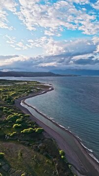 Green and blue Patagonia. Windy Lakeside in Los Antiguos: A Patagonian Gem. Experience the beauty of this Argentinian lakeside town with stunning drone footage. 23.01.2025