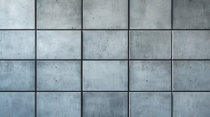 A minimalist concrete wall featuring a grid pattern of uniform tiles, showcasing a modern industrial aesthetic.