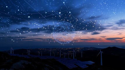 Fototapeta premium The Digital Transformation of Renewable Energy for a Sustainable Planet