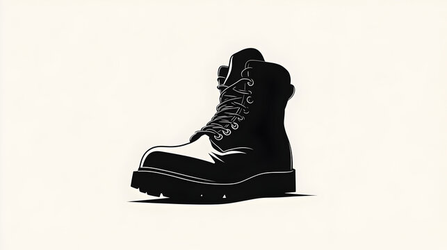 A simple design of a military boot, symbolizing the hardships of war. Military boot illustration.


