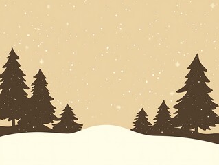 Obraz premium Snowy Winter Scene with Silhouetted Pine Trees