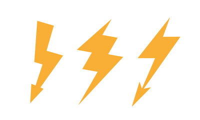 Abstract Lightning bolt yellow icon set