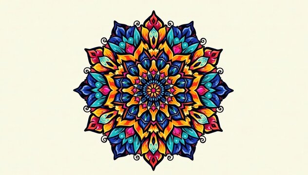 Simple geometric mandala design, black outline , easy, dots