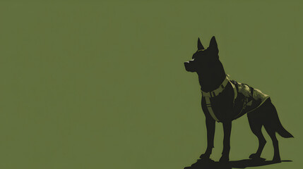 Obraz premium A minimalist vector of a military dog with a harness, symbolizing K9 units. Military dog minimalist.