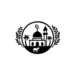Simple vector logo with islamic mosque