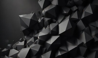 Fototapeta premium Dark abstract polygonal background with geometric shapes and shadows, space, geometric patterns