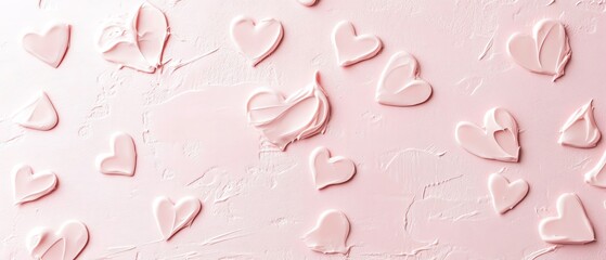 Minimal light pink with delicate white heart patterns Valentine's day Background