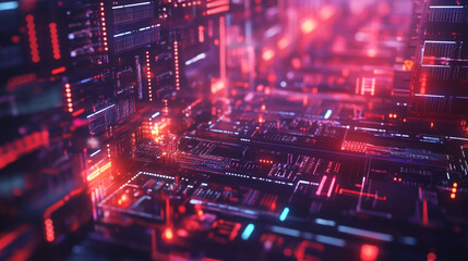 Computer server room with many servers, abstract background cinematic view.