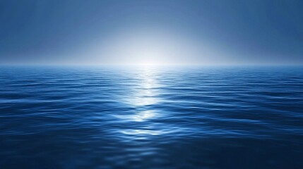 Obraz premium Deep ocean blue with soft glowing light particles, calm and peaceful, ethereal and magical, abstract and vibrant, luxurious and elegant, high detail reflections