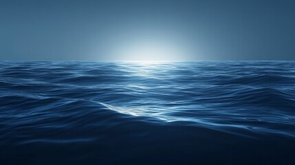 Obraz premium Deep ocean blue with soft glowing light particles, calm and peaceful, ethereal and magical, abstract and vibrant, luxurious and elegant, high detail reflections