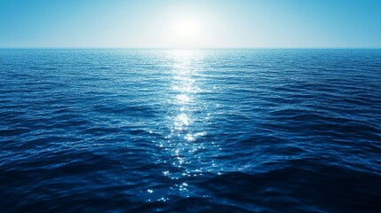 Obraz premium Deep ocean blue with soft glowing light particles, calm and peaceful, ethereal and magical, abstract and vibrant, luxurious and elegant, high detail reflections