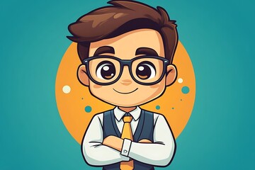 Positive Kid Manager Portrait Illustration