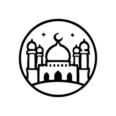 Simple vector logo with islamic mosque