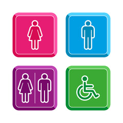 Flat design toilet icons design - colorful