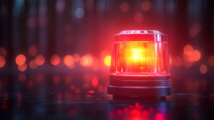 Bright red emergency light with glowing bokeh background creates dramatic scene