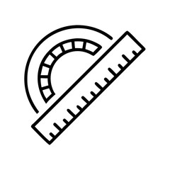 protractor icon, protractor line art - simple line art of protractor, perfect for protractor logos and icons