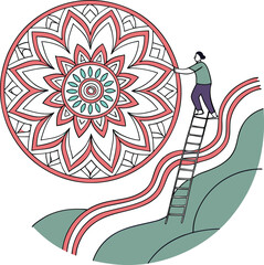  self-discovery-mandala- An intricate mandala with symmetrical patterns, perfect for art, décor, and meditation projectile