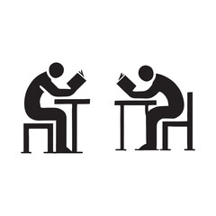 Unique set of reading man silhouette digital art for designers and artists - man reading vector set - man reading illustrations set
