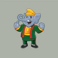 Charming Elephant Mascot in Traditional Clothing, A Unique Elephant Character Design