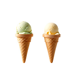 An Assortment of Colorful Ice Cream Cones with Various Flavors in a Perfect Lineup