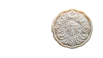 Delicate mooncake with intricate design.