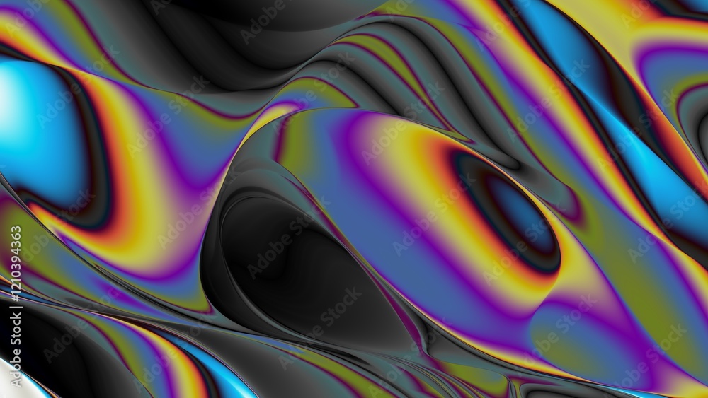 Aufkleber Exploring the Concept of Abstract Wave Patterns Rendered in Vibrant and Rich Colors