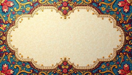 Intricate floral mandala, vintage visiting card Oriental design, Islamic, Arabic, Indian, Ottoman motifs , front, turkish