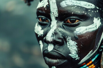 Obraz premium Portrait of an African woman in traditional attire, generative AI