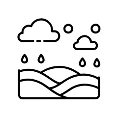 rainy landscape icon, rainy landscape line art - simple line art of rainy landscape, perfect for rainy landscape logos and icons