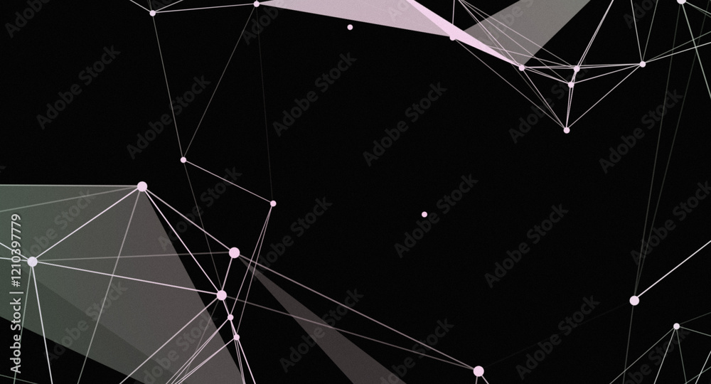 Wall mural abstract dark geometric network pattern with pale interconnected points and lines
