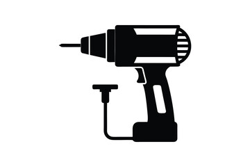 Drill silhouette vector illustration, power tool  
